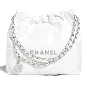 Chanel 22 White and Silver Hobo Bag